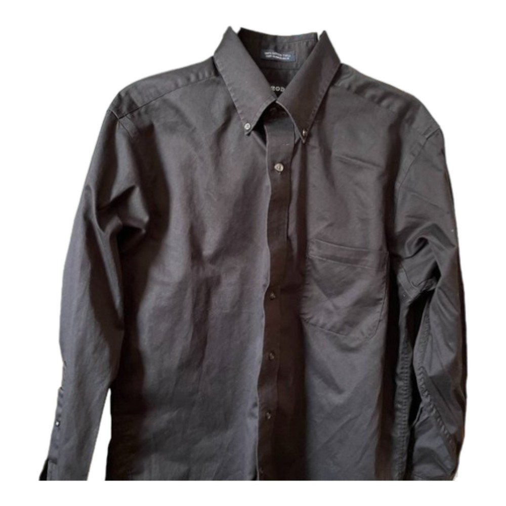 SUPER SALE - Men's Izod Long Sleeve Button Down Shirt - Black - Large
